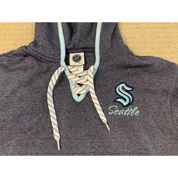 Seattle Kraken NHL Womens Lace Up Pullover Jersey Hoodie Slate Blue Small - Picture 6 of 10